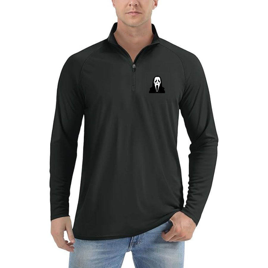 Men's Scream Ghostface Lightweight Quarter-Zip Athletic Shirt – Long Sleeve Polyester Wear