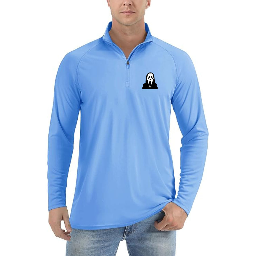 Men's Scream Ghostface Lightweight Quarter-Zip Athletic Shirt – Long Sleeve Polyester Wear