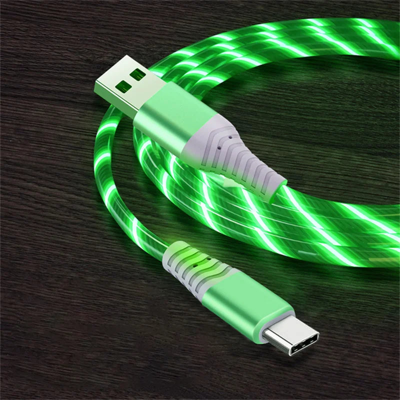 Luminous Flowing LED USB Charging Cable | Type-C, Micro USB & Lightning