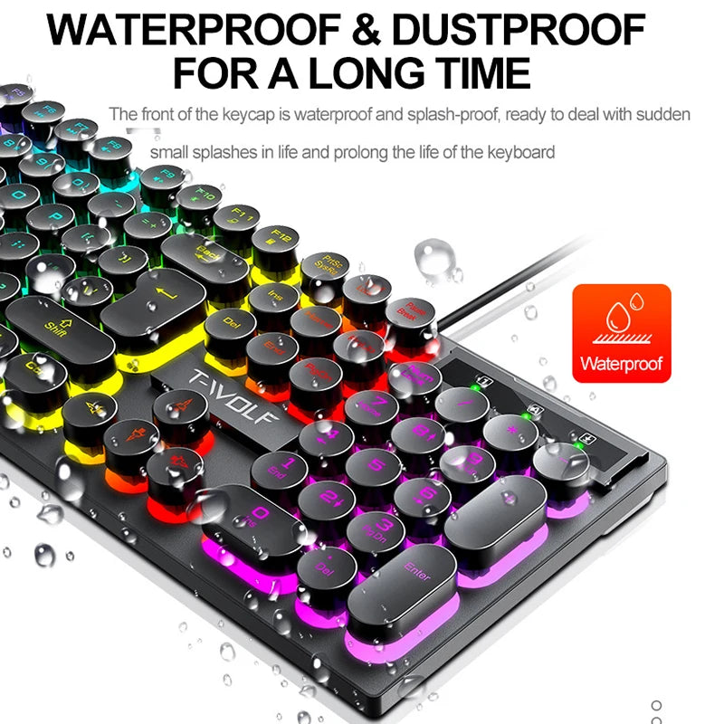 RGB Backlit Wired Keyboard with LED Lighting for Gaming, Office, and Home