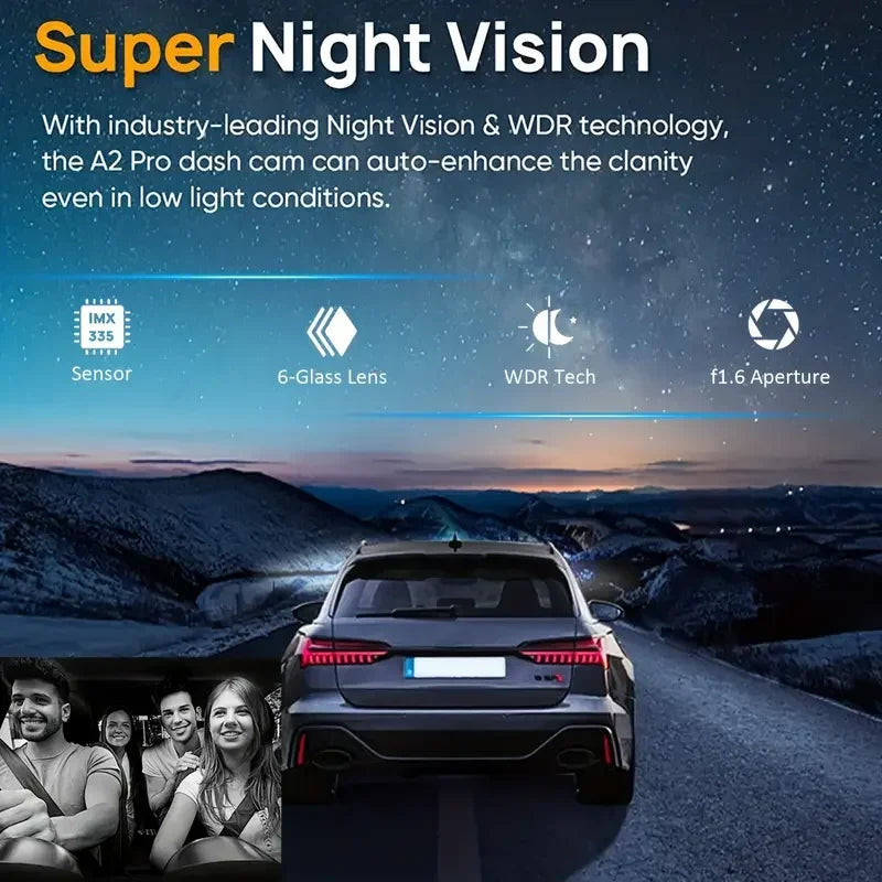 1080P Dual Camera WiFi Car DVR Dash Cam with Rear View, Night Vision, and Loop Recording