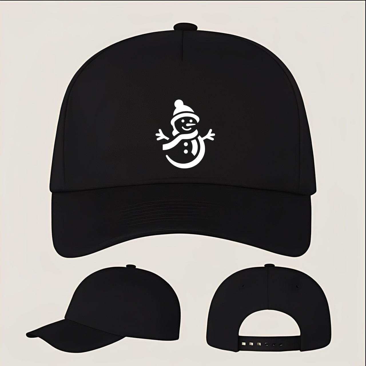 Snowman Five Panel Twill Snapback Cap