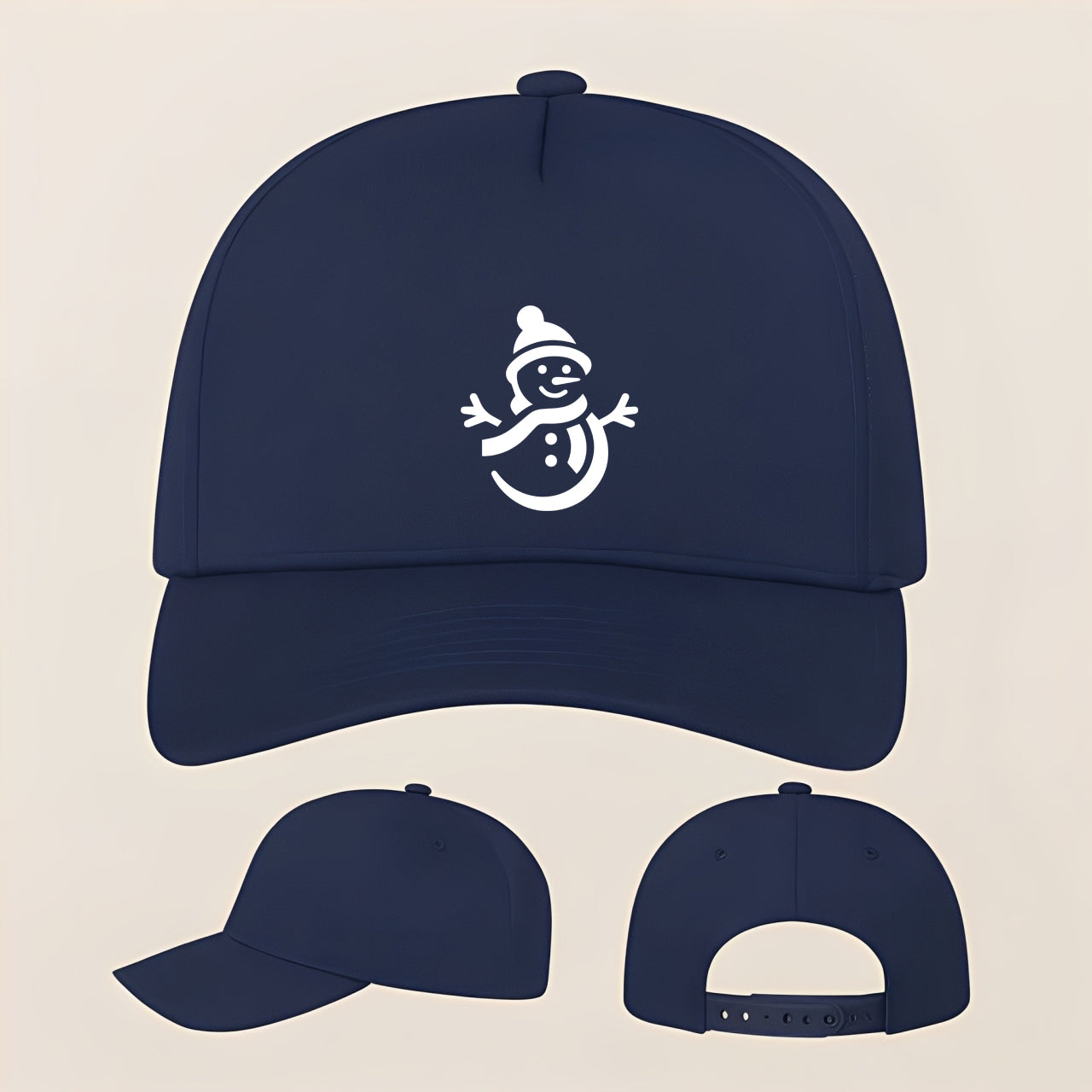 Snowman Five Panel Twill Snapback Cap