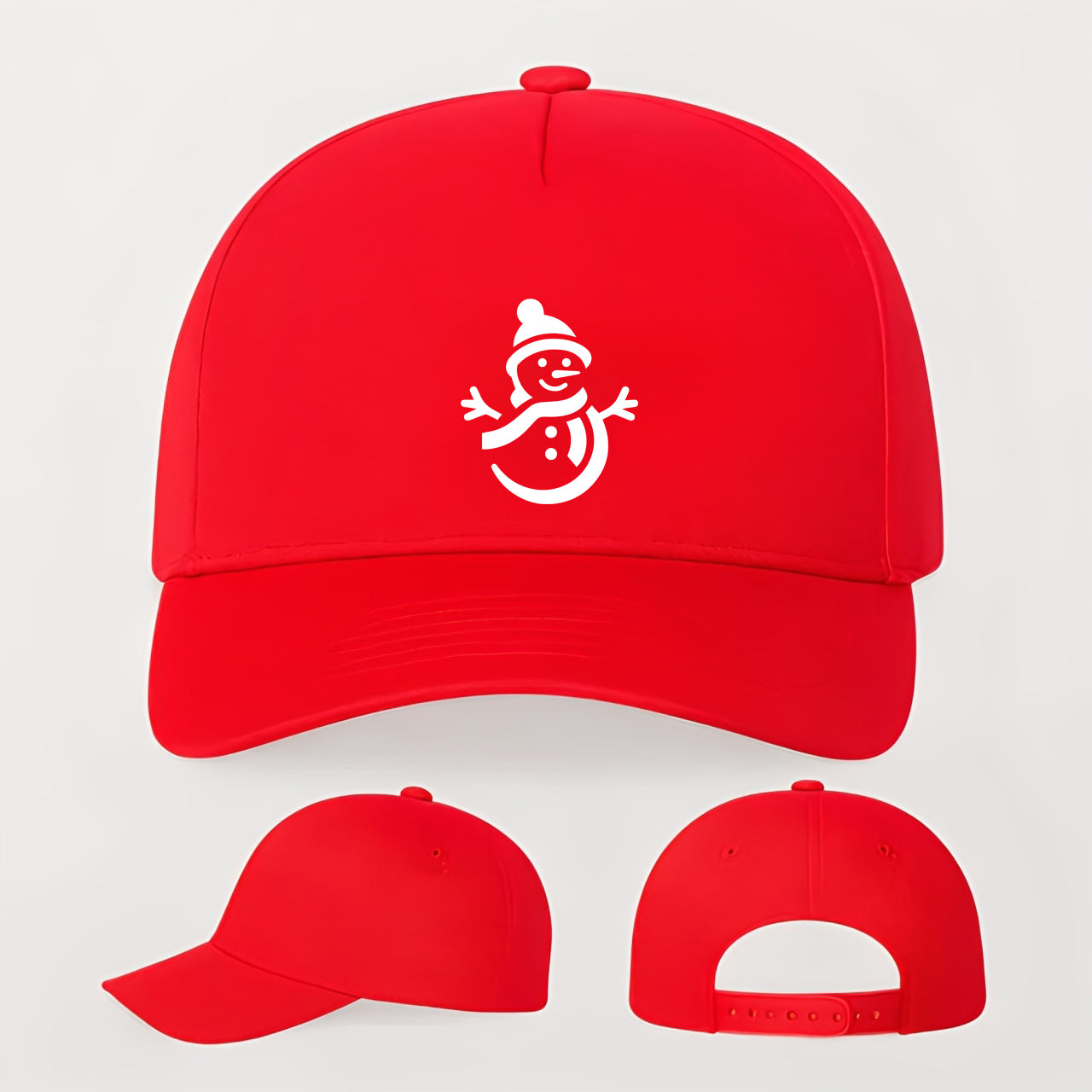 Snowman Five Panel Twill Snapback Cap