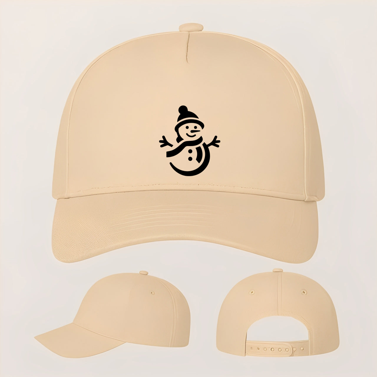 Snowman Five Panel Twill Snapback Cap