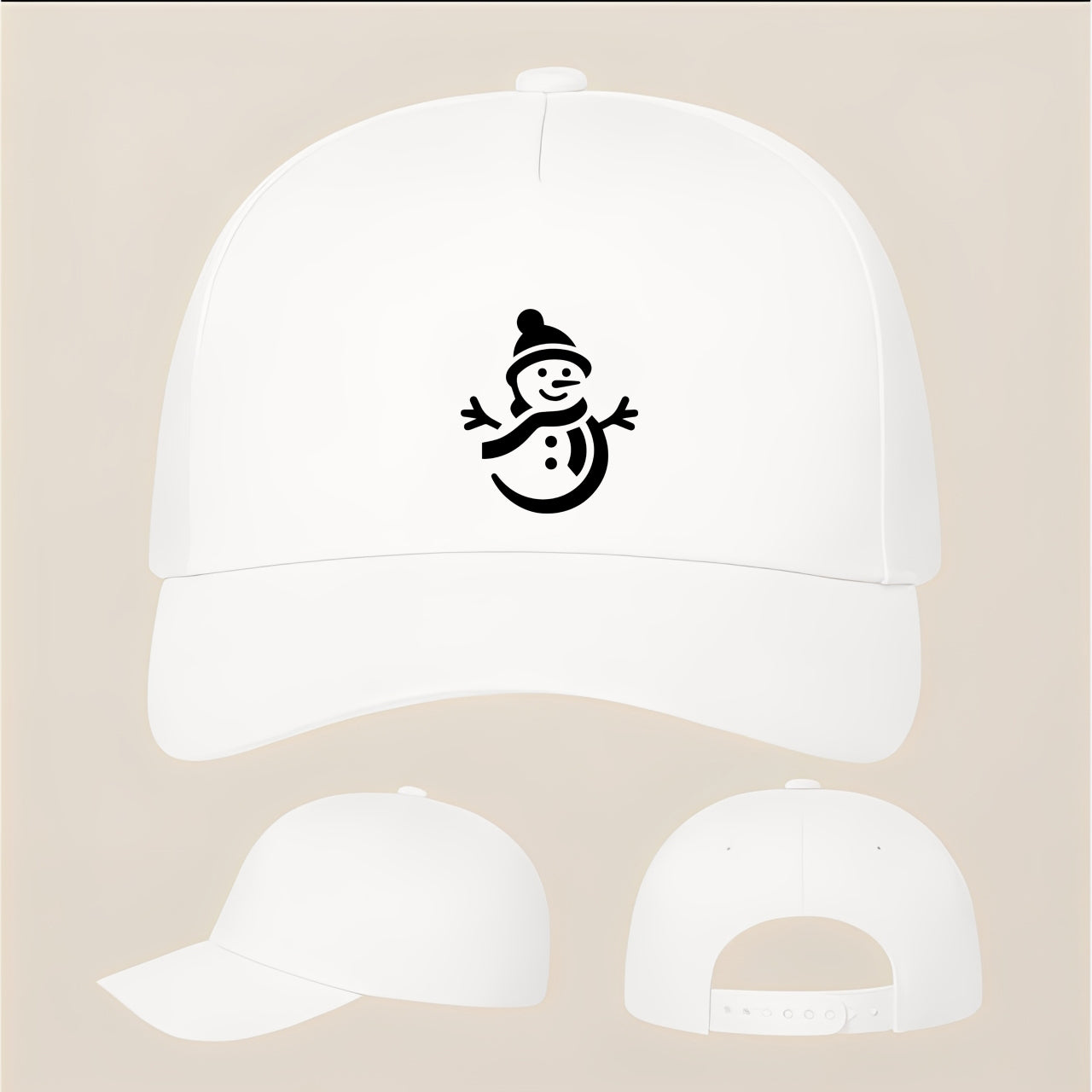 Snowman Five Panel Twill Snapback Cap