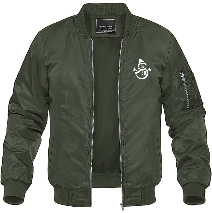 Men's Snowman Lightweight Bomber Jacket Windbreaker Softshell Varsity Jacket Coat