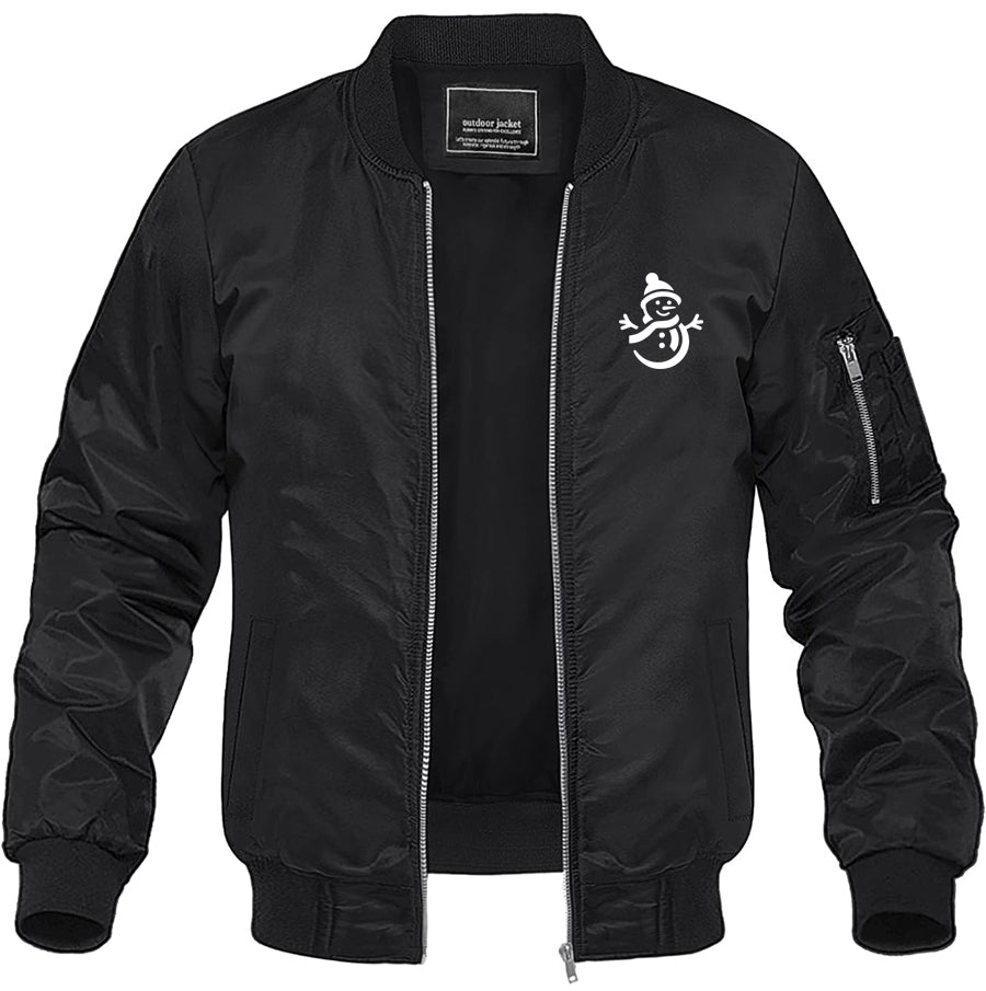 Men's Snowman Lightweight Bomber Jacket Windbreaker Softshell Varsity Jacket Coat