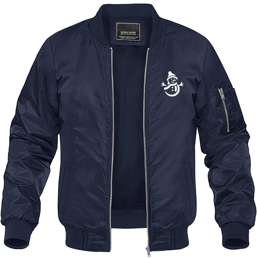 Men's Snowman Lightweight Bomber Jacket Windbreaker Softshell Varsity Jacket Coat
