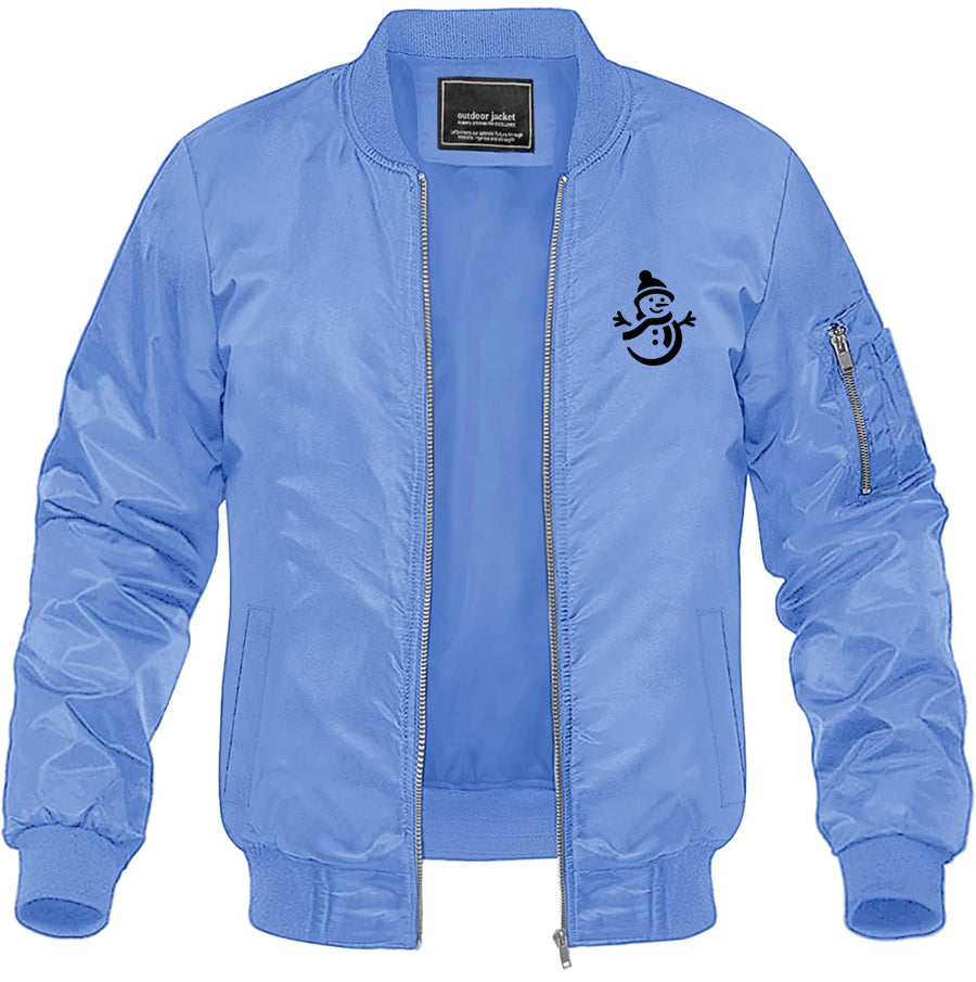Men's Snowman Lightweight Bomber Jacket Windbreaker Softshell Varsity Jacket Coat