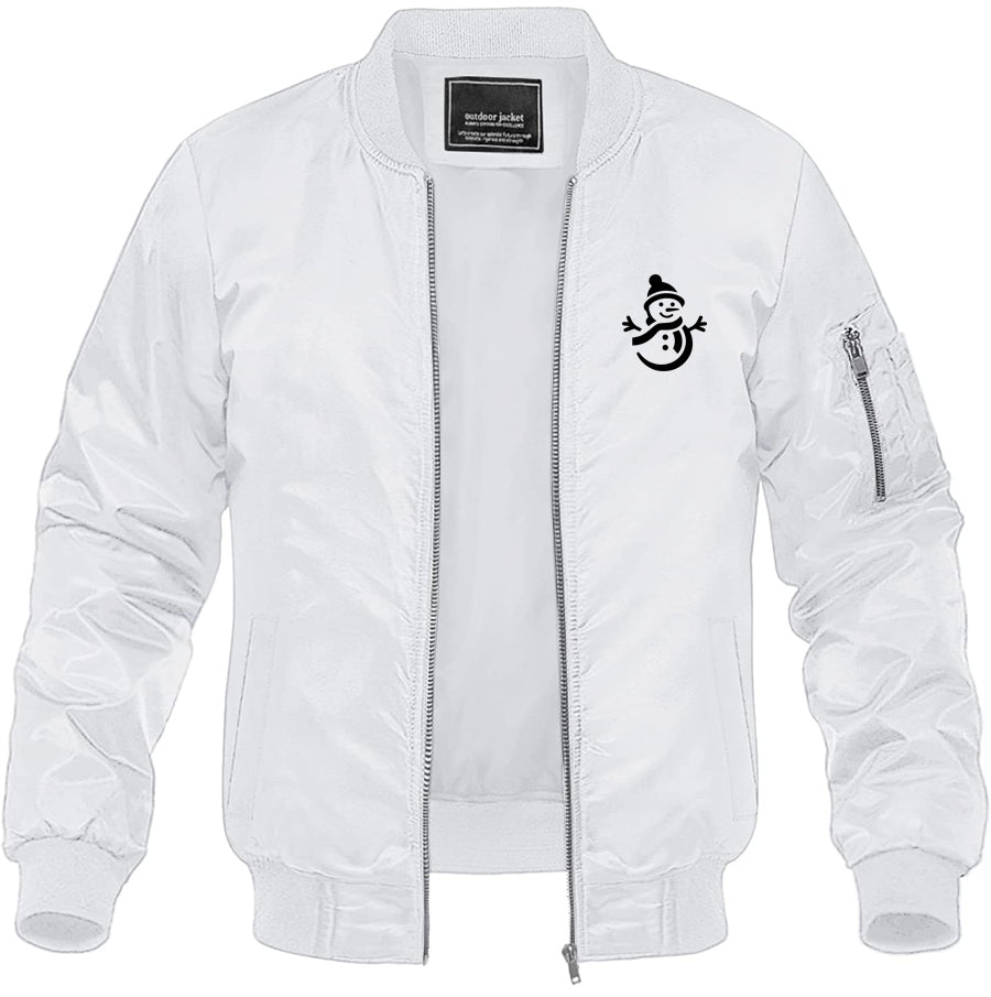 Men's Snowman Lightweight Bomber Jacket Windbreaker Softshell Varsity Jacket Coat