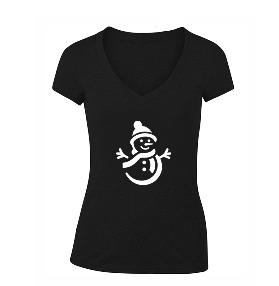 Women's Snowman V Neck T-Shirt