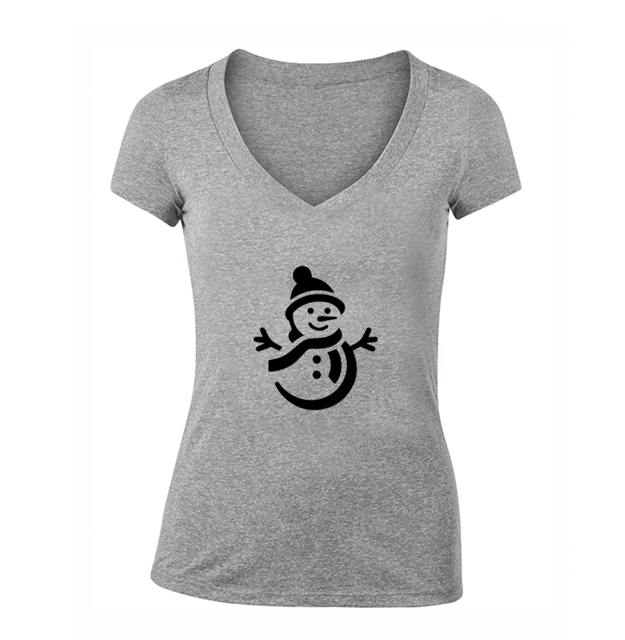 Women's Snowman V Neck T-Shirt