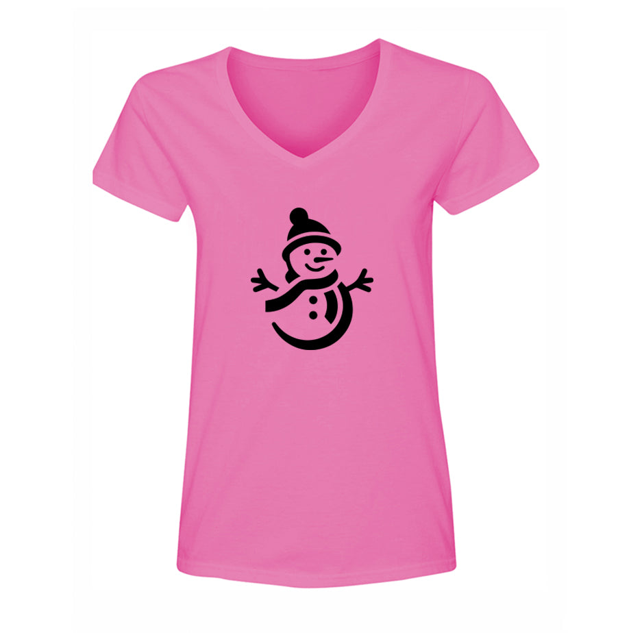 Women's Snowman V Neck T-Shirt