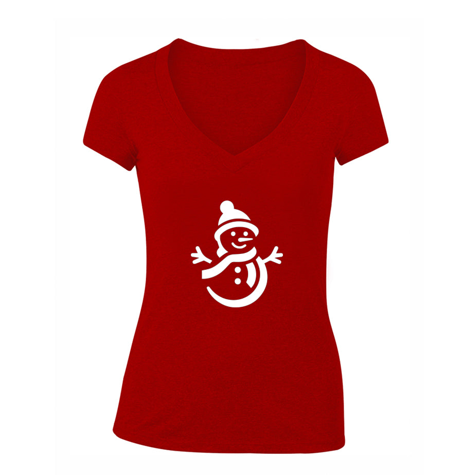 Women's Snowman V Neck T-Shirt