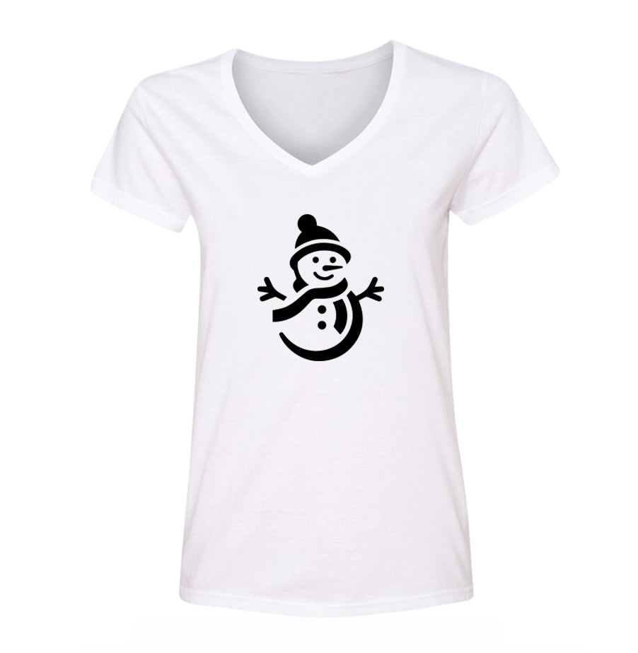 Women's Snowman V Neck T-Shirt