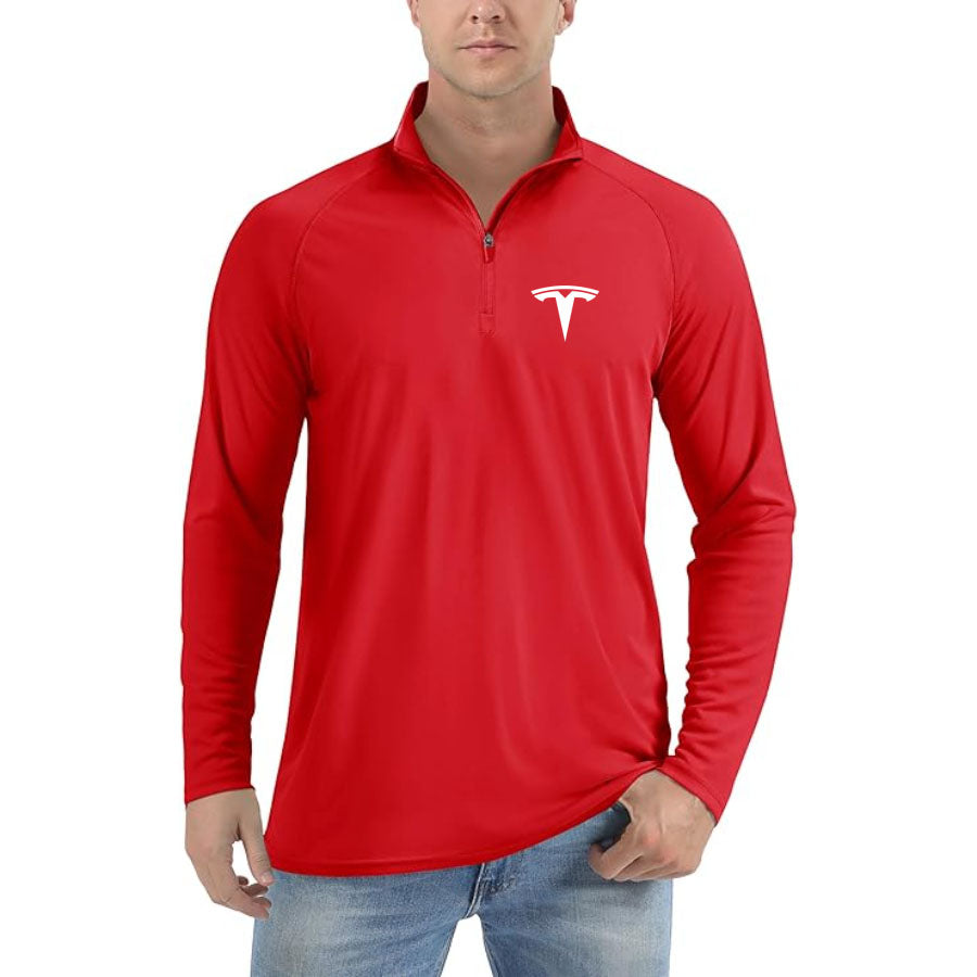 Men's Tesla Lightweight Quarter-Zip Athletic Shirt – Long Sleeve Polyester Wear