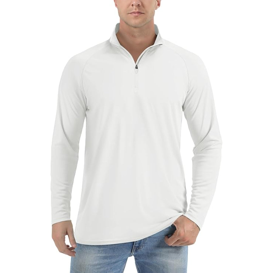 Customize Men's Lightweight Quarter-Zip Athletic Shirt – Long Sleeve Polyester Wear