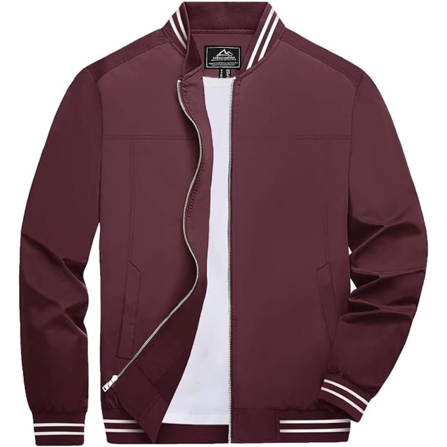 Customize Men's Lightweight Zip-Up Bomber Jacket with Ribbed Collar and Cuffs - Versatile Casual Outerwear