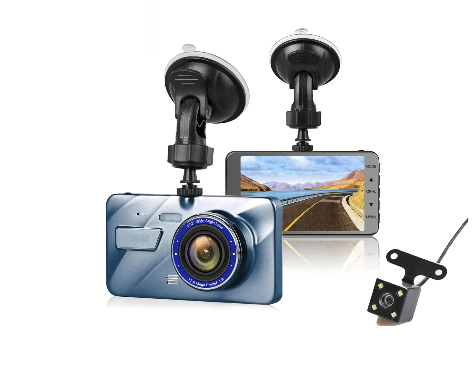 4-inch Dual Lens Dash Cam – Full HD 1080P, Night Vision, Touchscreen, Front & Rear View, Loop Recording DVR